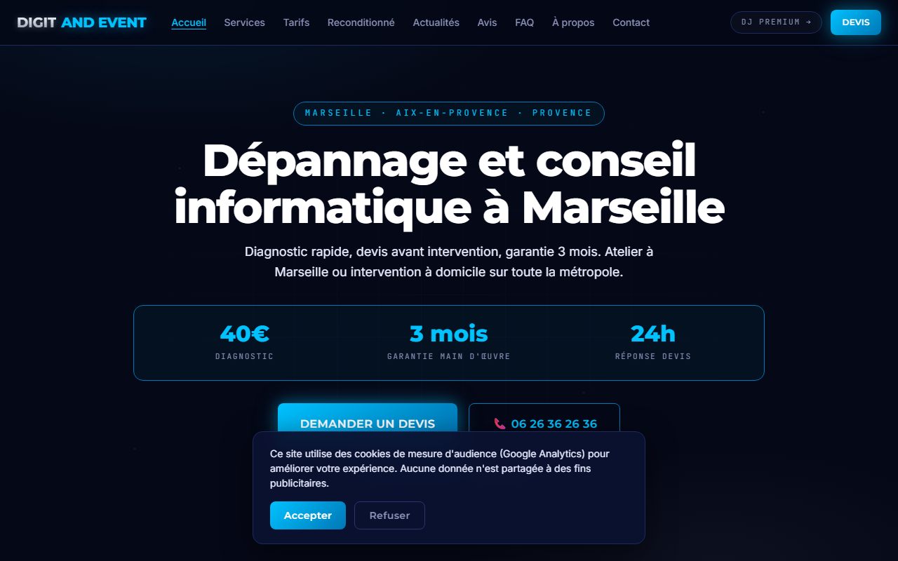 Aperçu du site Digit and Event