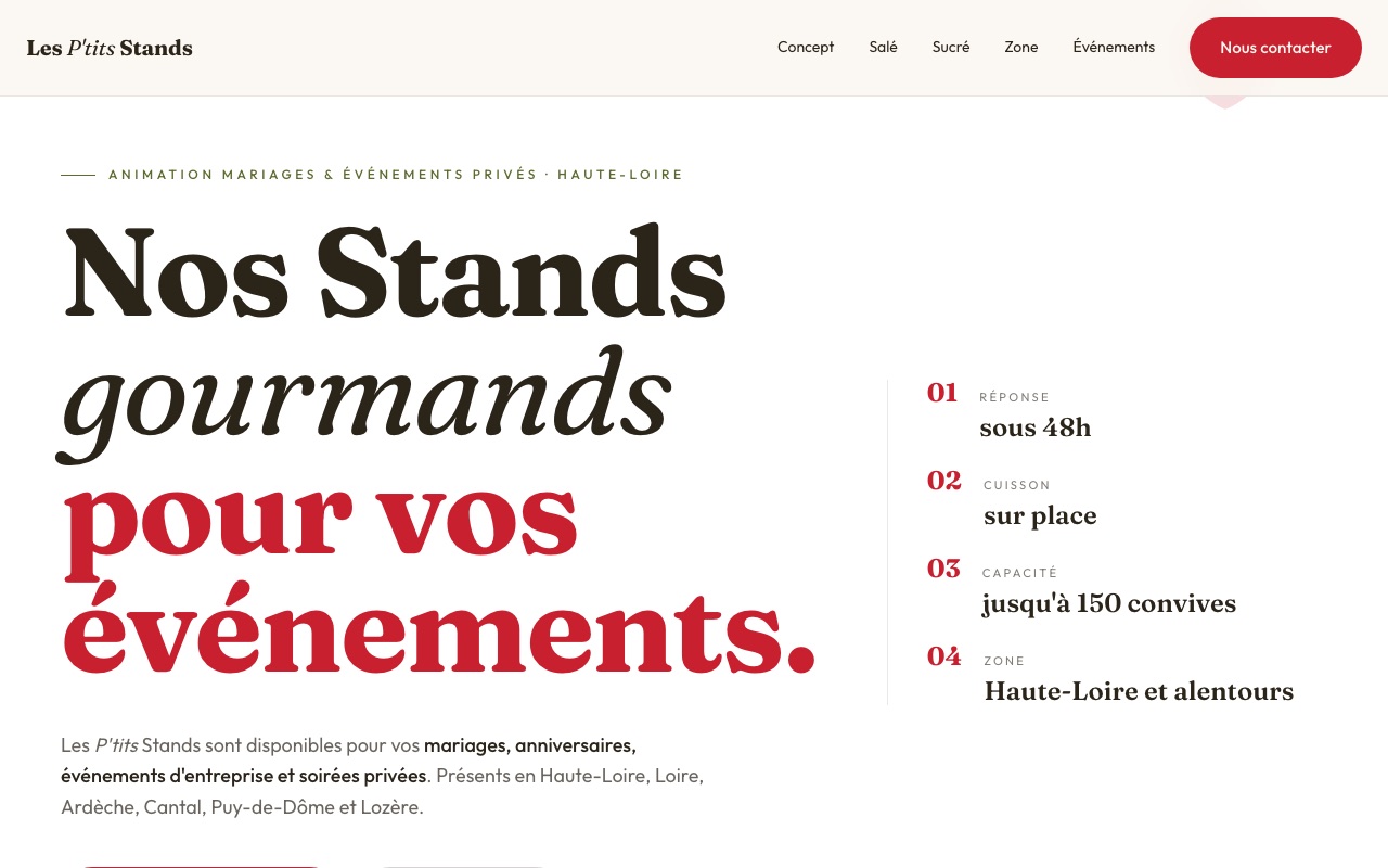 Aperçu du site Les P'tits Stands